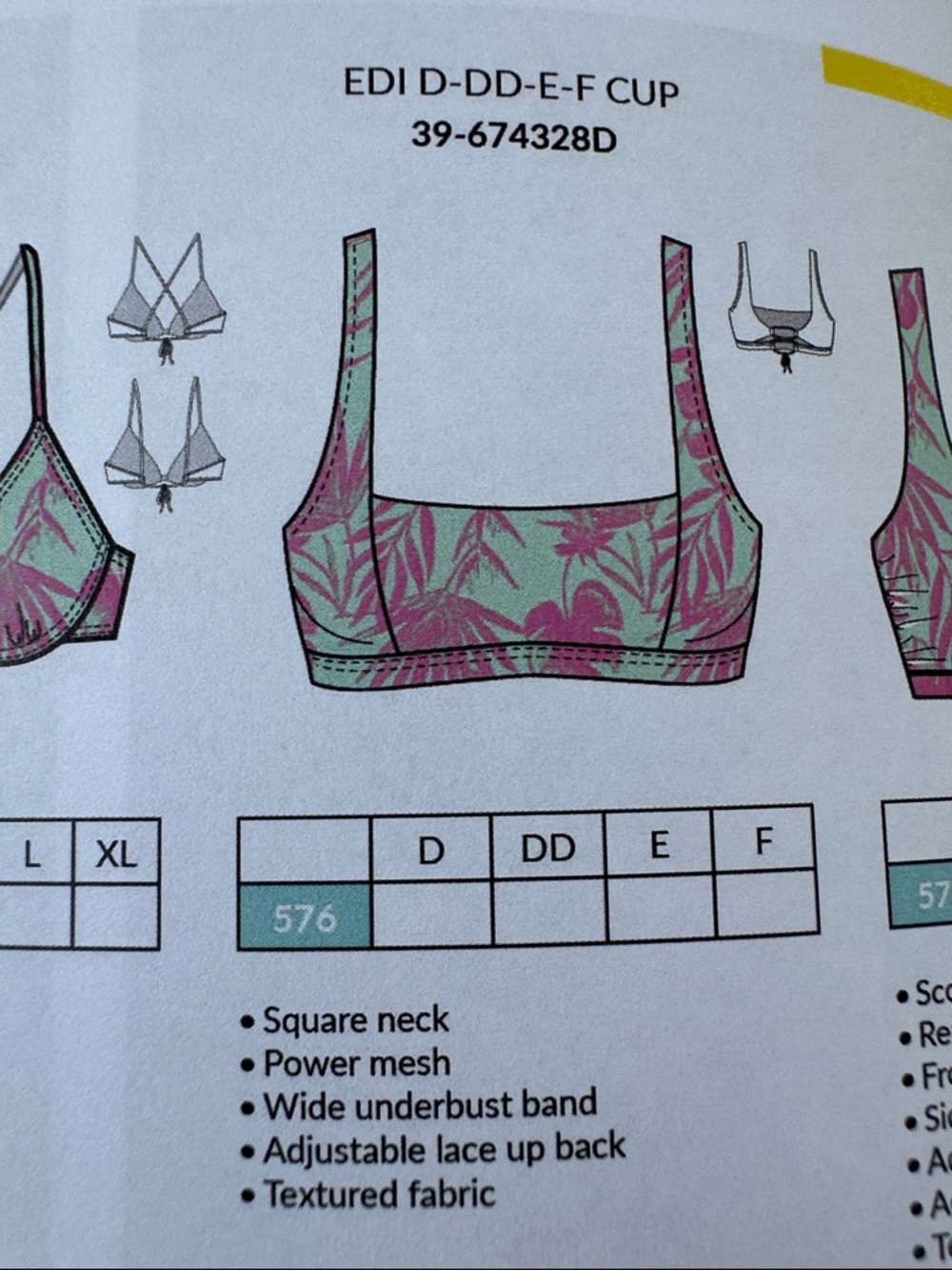 Body Glove Aqua & Pink Tropical Crop Swim Top D Cup - Picture 6 of 6